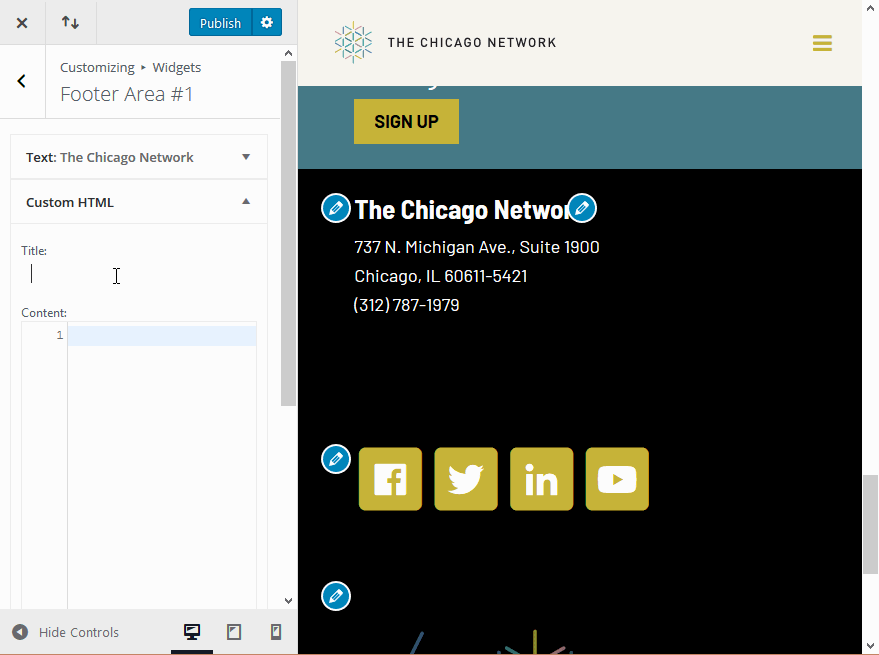  An animated GIF showing a user pasting the Equity Principles Badge code into the HTML widget